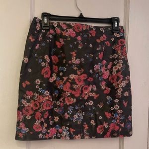 The Kooples Printed Floral Leather Mini Skirt.